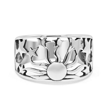 Sun Rays With Stars Sunshine Half Rounded Design Thumb Ring